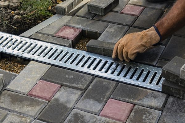 Patio Drain Installation in Brick