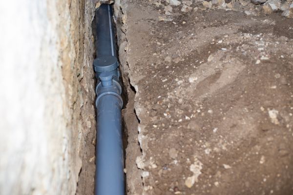 Drain Line Installation in Brick
